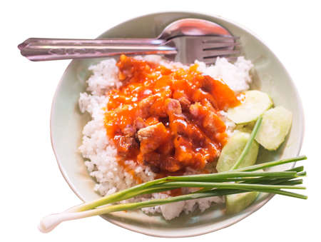 Pork Fried Rice sauce for lunchの写真素材