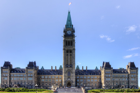 Center block of the Parliament Buildings, Ottawa, Canadaのeditorial素材