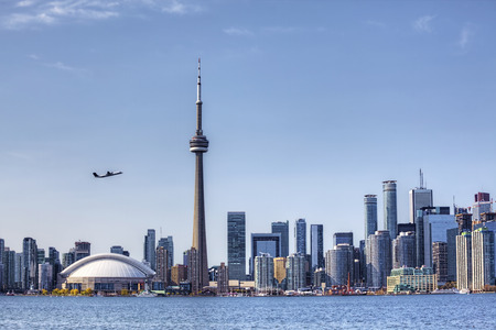Toronto skyline and aircraft on beautiful day
