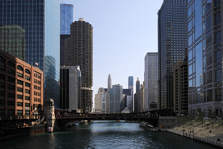 An Aerial view of Chicago skylineのeditorial素材