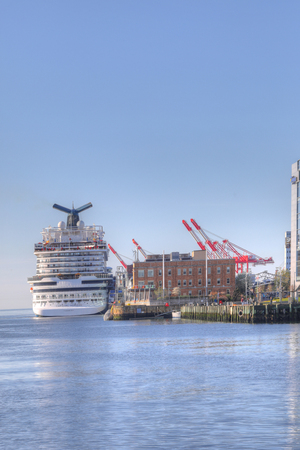 A Vertical of of Cruise ship docked in Halifax, Nova Scotia harbourのeditorial素材