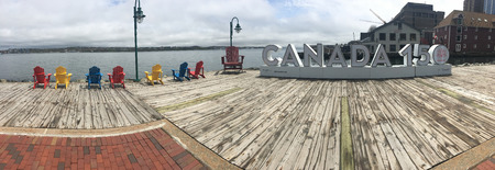 A Panoramic of Canada 150 sign, Halifax in Nova Scotiaのeditorial素材