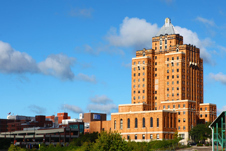 The historic Akron YMCA building in Akron, Ohio. Open in the 1920's and listed in the National Register on October 31, 1980のeditorial素材
