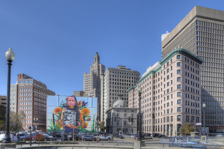 The Providence city center with muralのeditorial素材