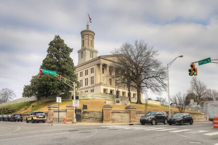 Tennessee State Capitol building in Nashville. Designed by architect William Strickland and opened in 1859のeditorial素材