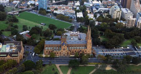 Aerial view of St Mary's Cathedral College in Sydney, Australia. Private Roman Catholic school...