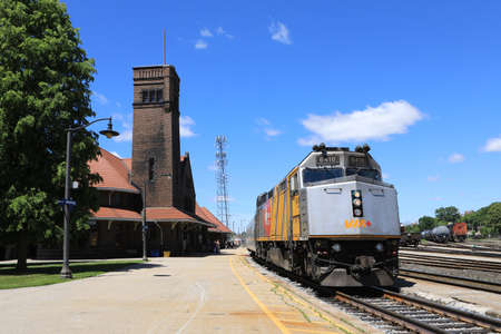 A Via Rail train at Brantford, Canadaのeditorial素材