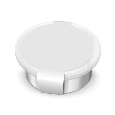 food container with blank label isolated on white backgroundのイラスト素材