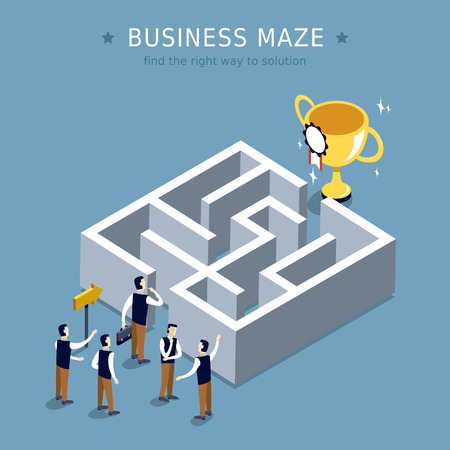 business maze concept 3d isometric flat designのイラスト素材