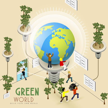 power save concept in 3d isometric flat designのイラスト素材