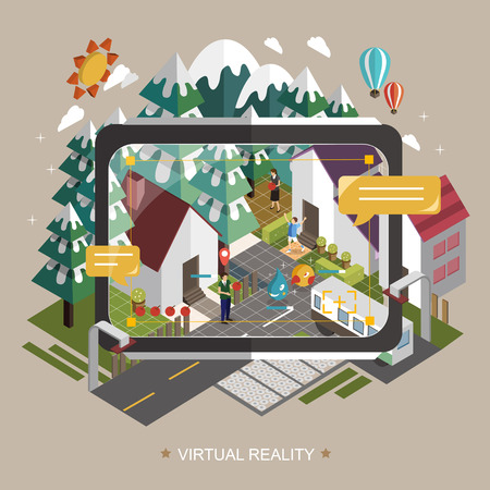 virtual reality concept in 3d isometric flat designのイラスト素材