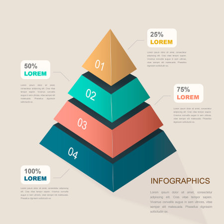 attractive infographic template design with pyramid elementsのイラスト素材