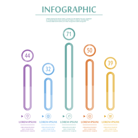 elegant infographic template design with thin line bar chartのイラスト素材