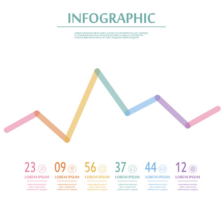 creative infographic design with colorful thin line elementsのイラスト素材