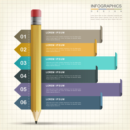 creative infographic design with pencil and banner elementsのイラスト素材
