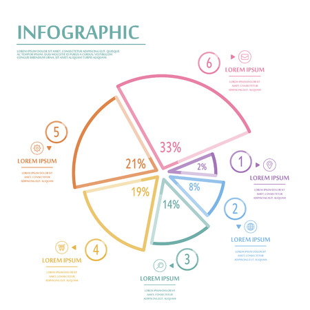 elegant infographic design with colorful thin line elementsのイラスト素材