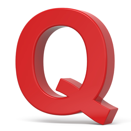 3d plastic red letter Q isolated on white backgroundの素材 