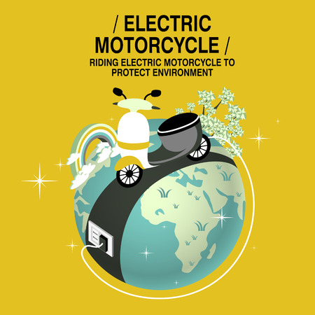 lovely electric motorcycle concept in flat designのイラスト素材