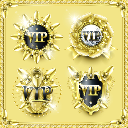 splendid golden VIP label collection set with frameのイラスト素材