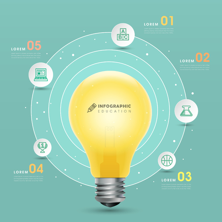 education infographic template design with light bulb elementのイラスト素材