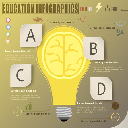 education infographic template design with light bulb elementのイラスト素材