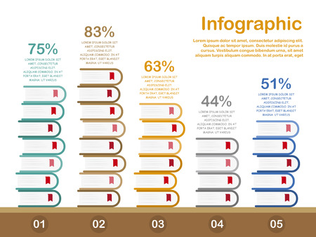 Illustration for education infographic template design with books elements - Royalty Free Image