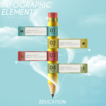 education infographic template design with pencil elementsのイラスト素材