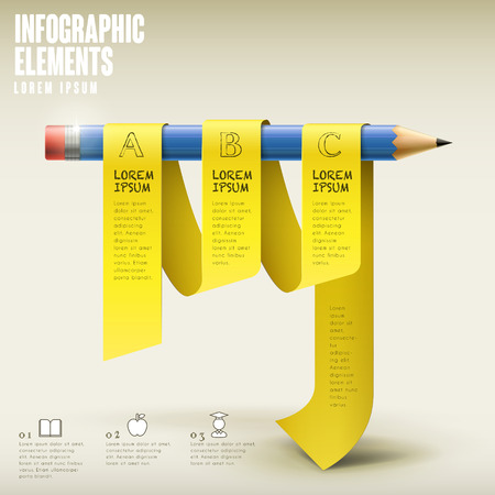 education infographic template design with pencil and ribbon elementsのイラスト素材