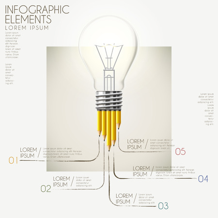 education infographic template design with pencil and bulb elementsのイラスト素材