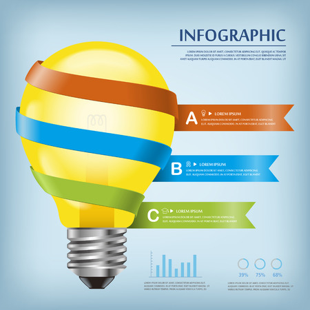 education infographic template design with bulb and ribbonsのイラスト素材