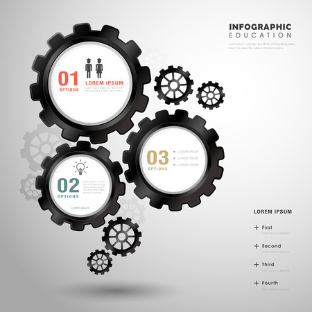 education infographic template design with cogs elementのイラスト素材