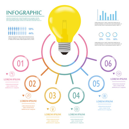 education infographic template design with lovely bulbのイラスト素材