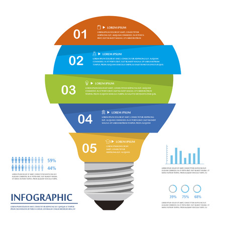 education infographic template design with bulb in flat styleのイラスト素材