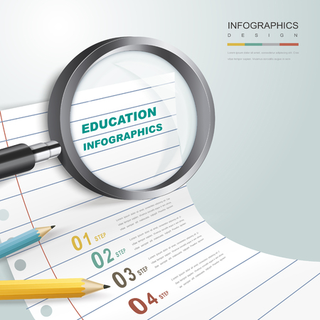 education infographic template design with magnifying glass elementのイラスト素材