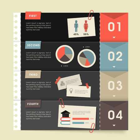 education infographic template design with note paperのイラスト素材