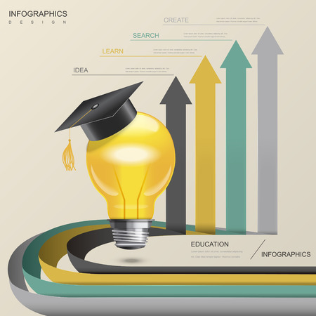 education infographic template design with bulb and arrow elementsのイラスト素材