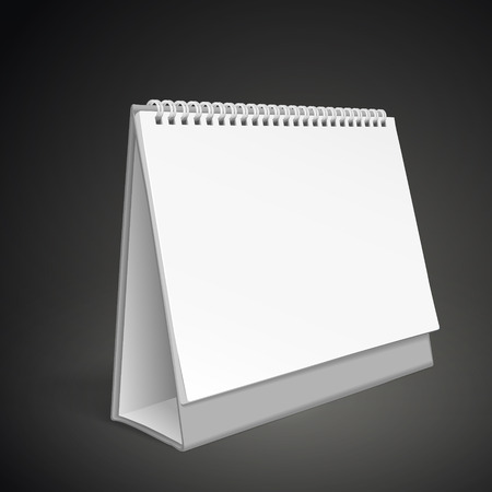 blank desktop calendar isolated on black background. 3D illustration.のイラスト素材