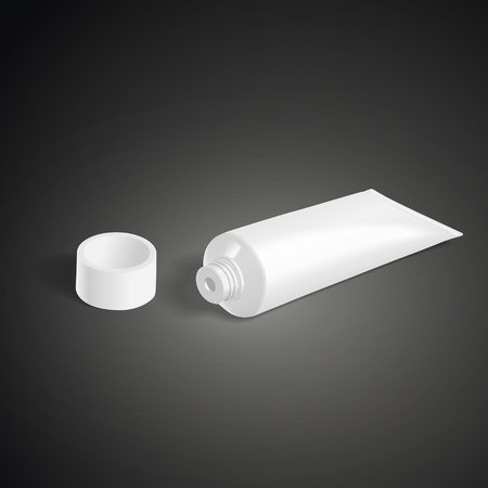 realistic blank tube with a wide cap isolated on black background. 3D illustration.のイラスト素材
