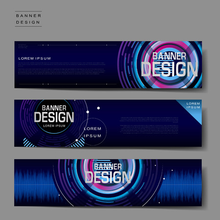 futuristic banner template design set in digital styleのイラスト素材