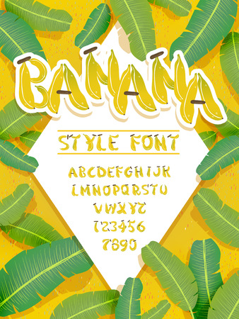 lively banana font design - letters and numbers includedのイラスト素材
