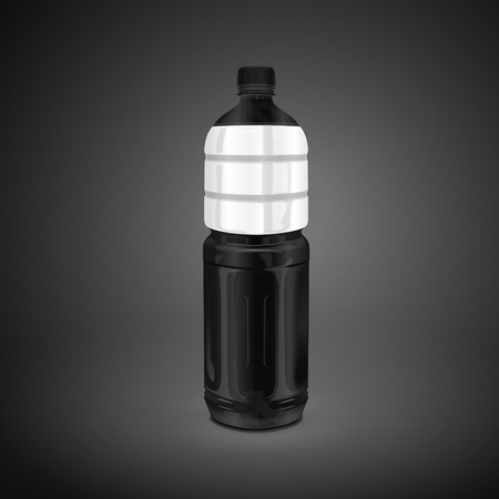 plastic beverage bottle with blank label isolated on black background. 3D illustration.のイラスト素材