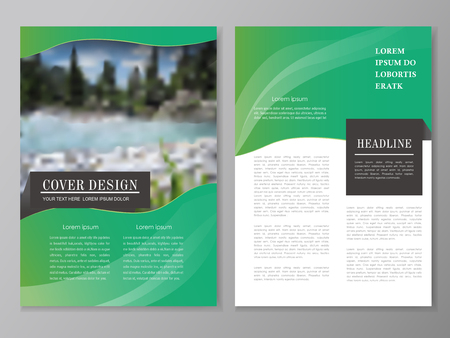 Brochure, flyer and cover template design with blurred riverbank sceneryのイラスト素材