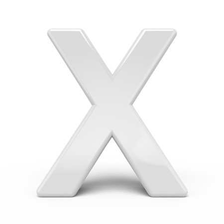 3D rendering white letter X isolated on white backgroundの写真素材