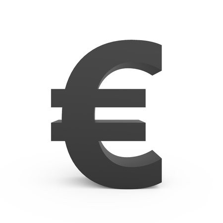 3D rendering dark grey euro sign isolated on white backgroundの写真素材