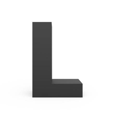 3d dark grey alphabet L, 3D rendering graphic isolated white backgroundの写真素材