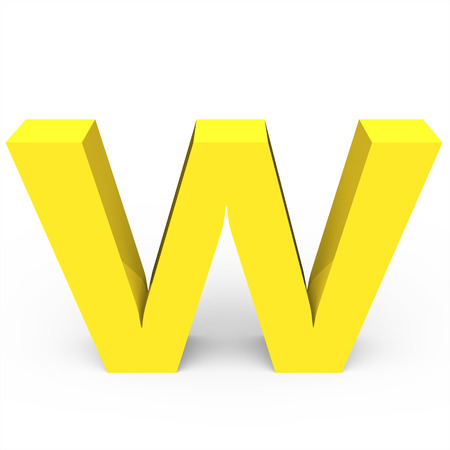 3d Matte light yellow font W, 3D rendering graphic isolated white backgroundの写真素材