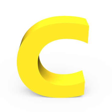 3d Matte light yellow font C, 3D rendering graphic isolated white backgroundの写真素材