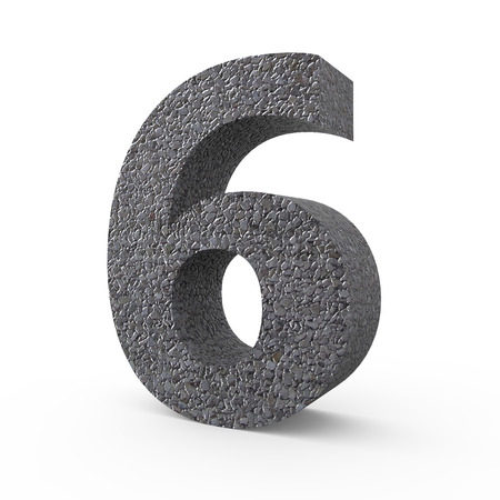 3d right leaning Gravel number 6, 3D rendering graphic isolated white backgroundの写真素材