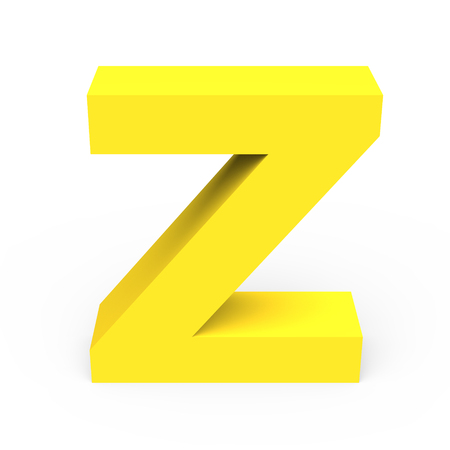 3d Matte light yellow font Z, 3D rendering graphic isolated white backgroundの写真素材