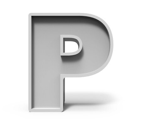 3d rendering concrete letter P isolated on white background, 3d renderingの写真素材